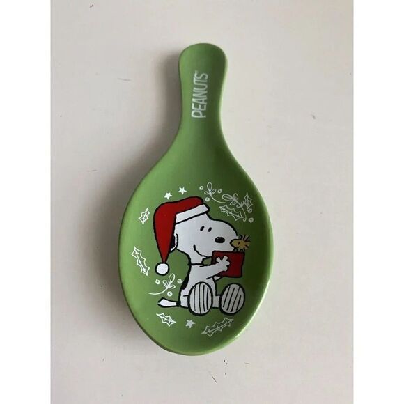 Peanuts Snoopy And Woodstock Christmas Santa Hat Spoon Rest Ceramic NEW - Picture 1 of 9